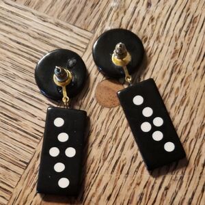Black and White Domino Earrings vintage